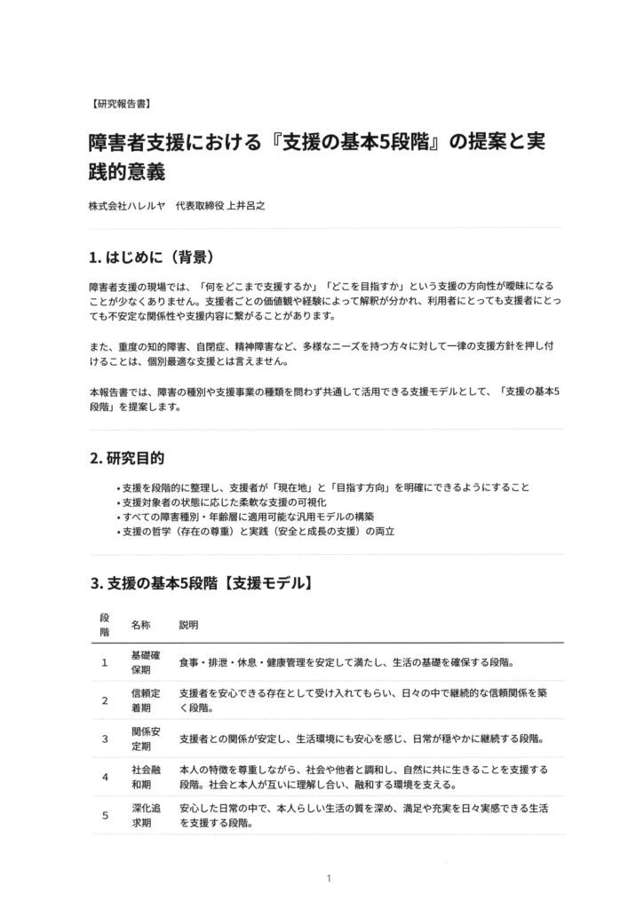 障害者支援における支援の基本5段階1